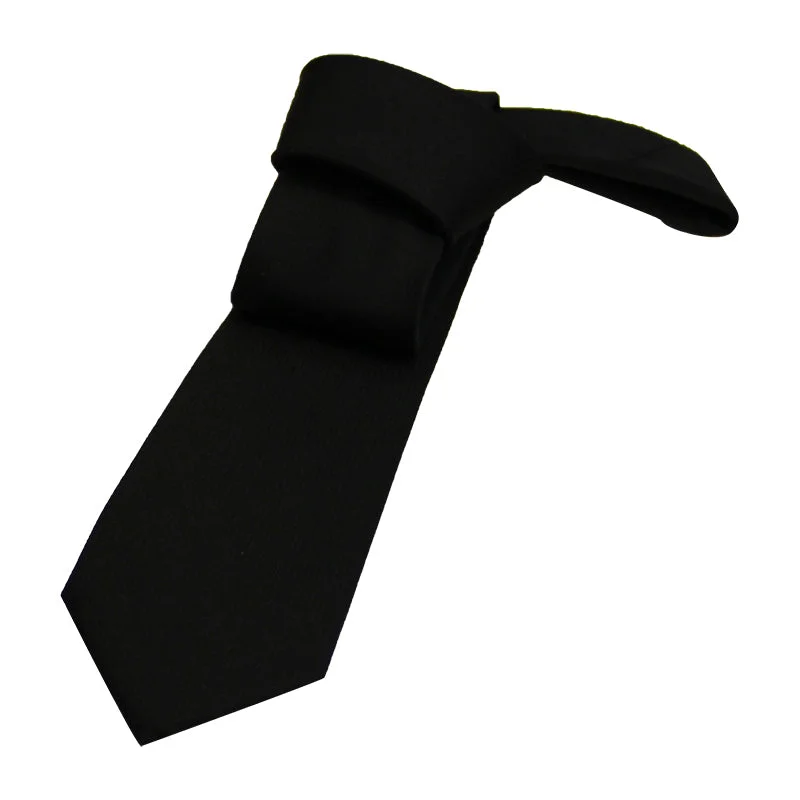 designer necktie sets-Enfield Black Skinny Silk Tie