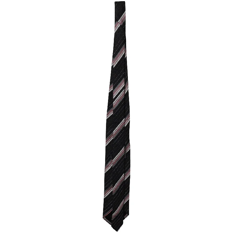 best cotton neckties for men-Ermenegildo Zegna Multicolor Stripes Necktie in Black Silk