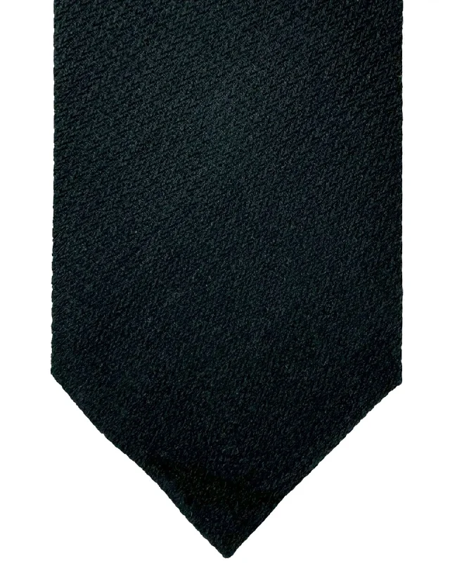 men's tie collection-Ermenegildo Zegna Narrow Tie Black Solid Micro Pattern