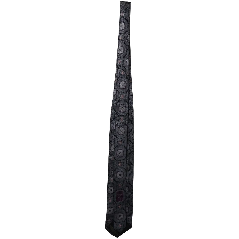 vibrant wedding neckties-Ermenegildo Zegna Printed Necktie in Grey Silk