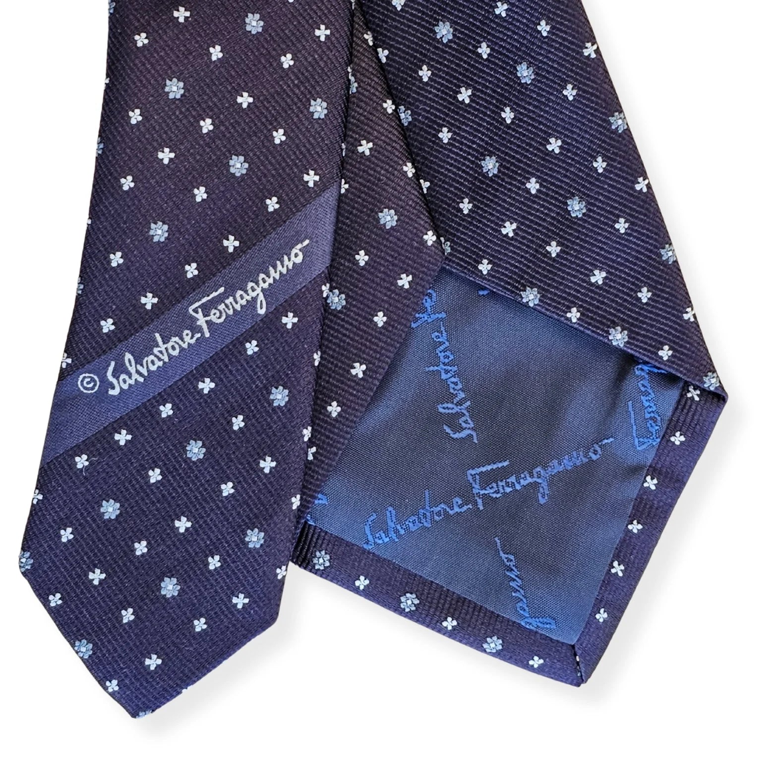 tie sets with pocket squares-Ferragamo 3-Romagna Tie Navy