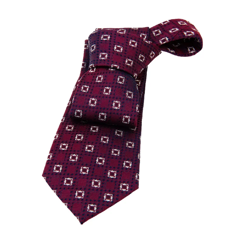 tie styles for formal occasions-Florence Foulard Silk Tie, Burgundy / Silver / Navy