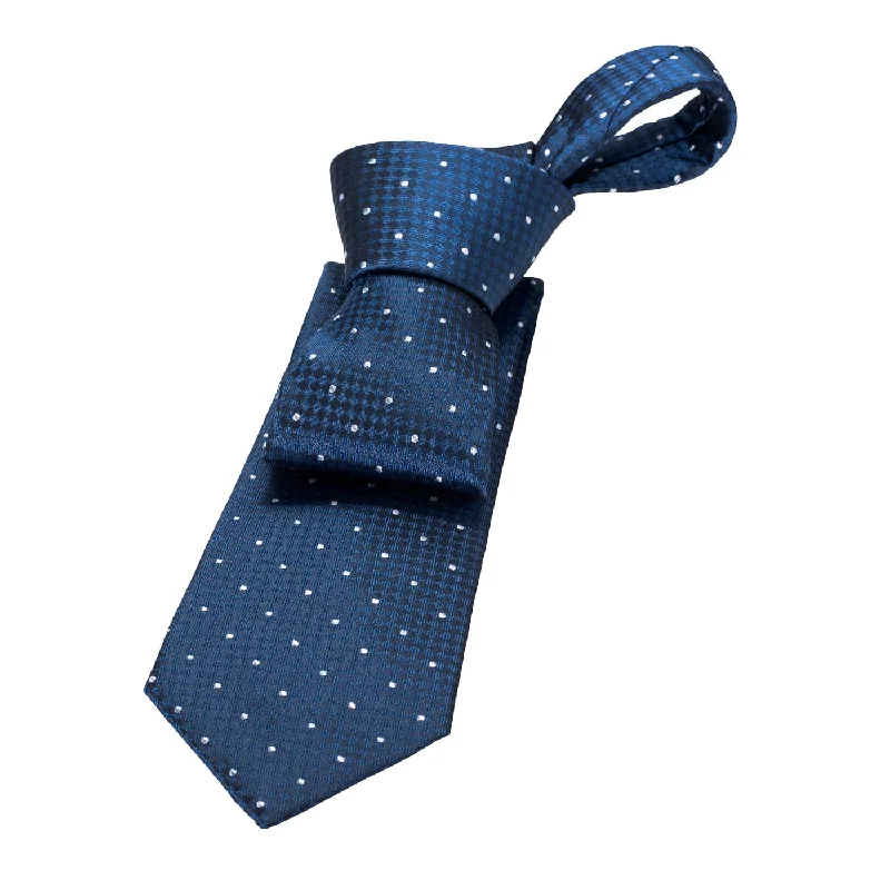 comfortable men's neckties-French Creek Polka Dot Silk Tie, Navy / Silver