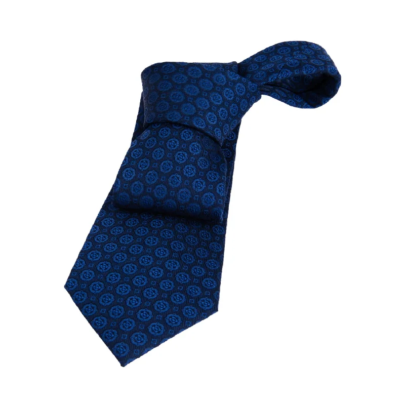 multi-pack necktie options-Georgetown Foulard Silk Tie, Navy / Blue