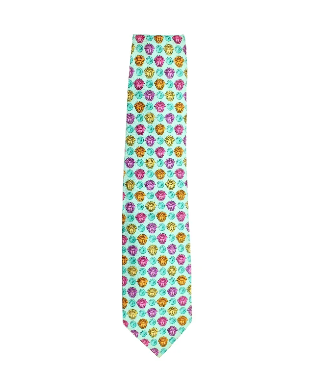 stylish ties for weddings-Gianni Versace Printed Tie in Multicolor Silk