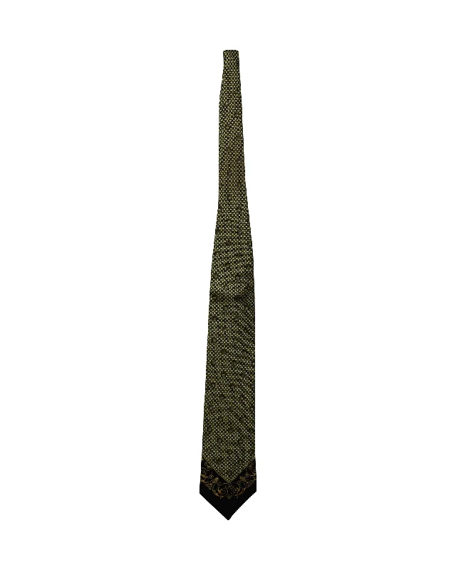 silk ties with intricate patterns-Gianni Versace Printed Tie in Yellow and Black Silk