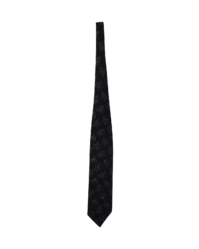 affordable silk neckties-Giorgio Armani Printed Tie in Black Silk