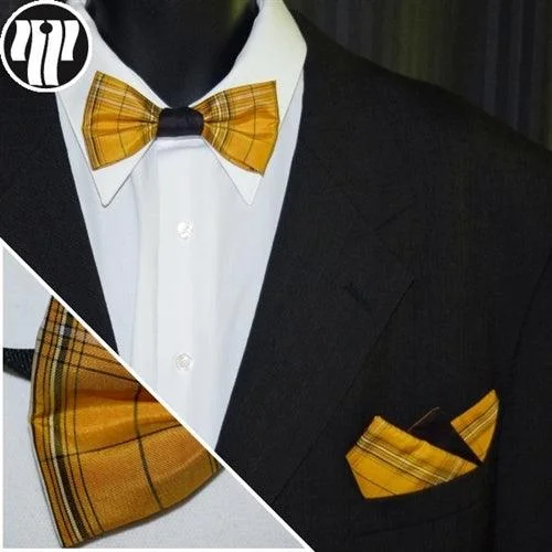 colorful men's ties-"Golden Boy" - Tie & Square Combination