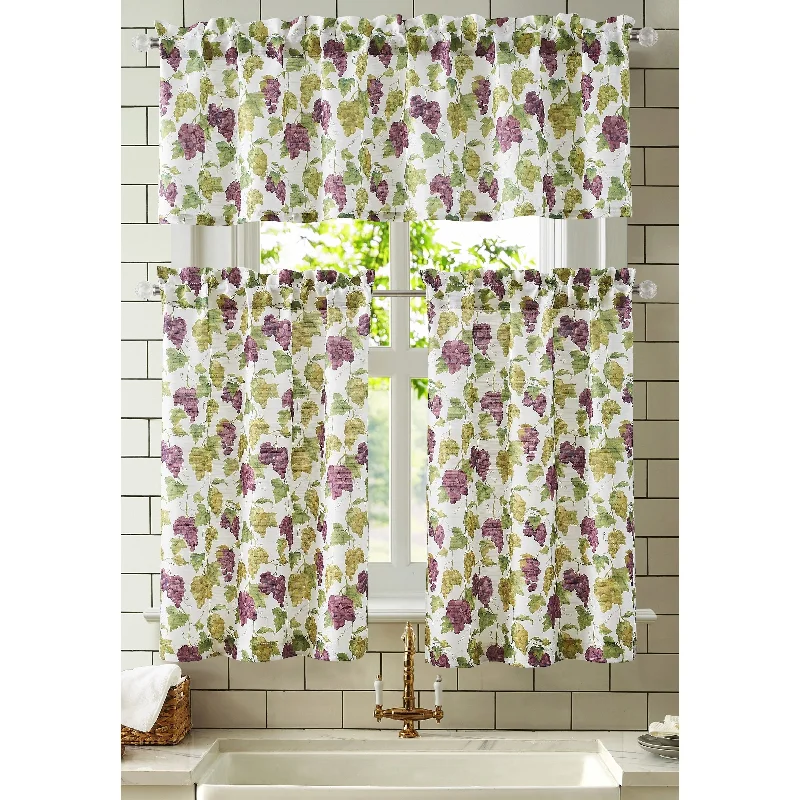 professional designer neckties-Grape Tribeca Kitchen Curtain Set with Valance and Tiers