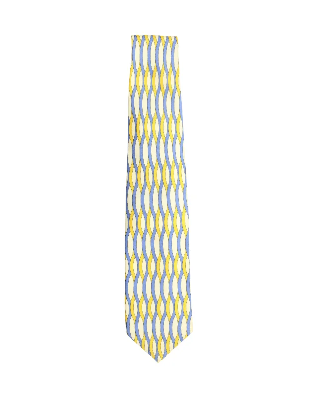 slim fit neckties-Gucci Printed Tie in Yellow Silk