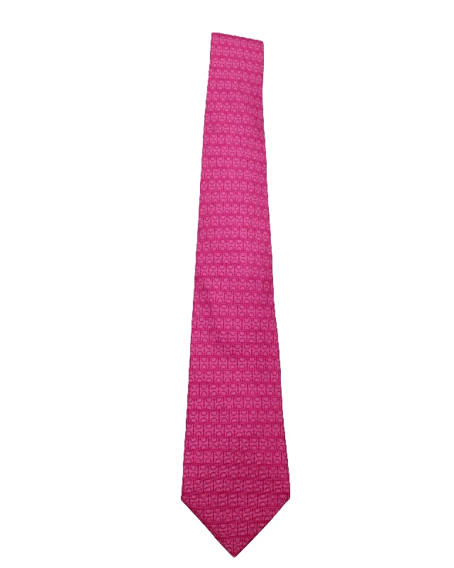 elegant silk ties-Hermes Geometric Pattern Tie in Pink Silk