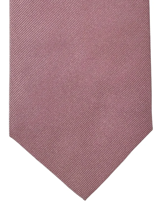 unique wedding ties-Isaia Sevenfold Tie Pink Solid Grosgrain