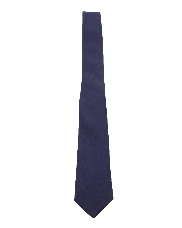 ties for office attire-Jil Sander Pointed Tip Tie in Navy Blue Wool