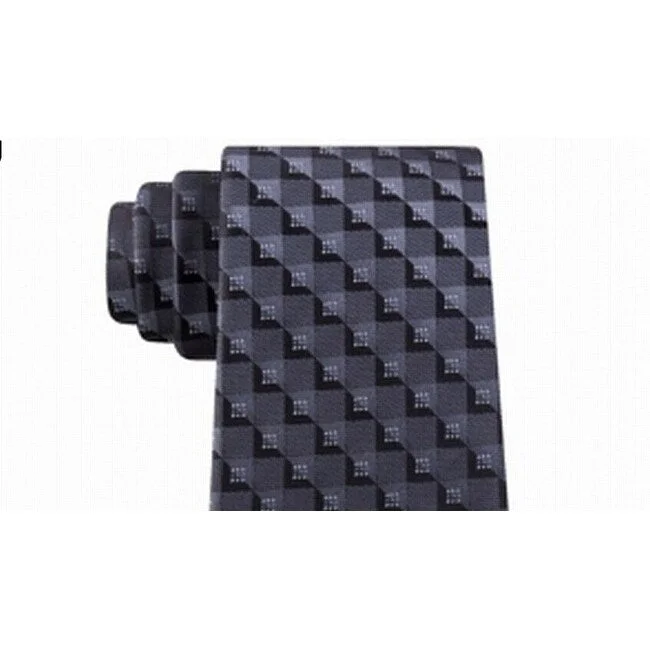 tie accessories for men-Kenneth Cole Reaction Men's Checkerboard Geo Tie Gray Size Regular