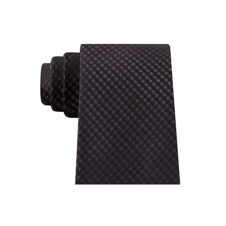 silk neckties with unique designs-Kenneth Cole Reaction Men's Slim Fine Metallic Grid Tie Black Size Regular