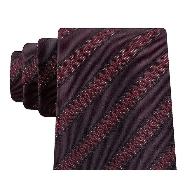 men's formal wedding neckties-Kenneth Cole Reaction Men's Slim Metallic Dot Stripe Tie Red Size Regular