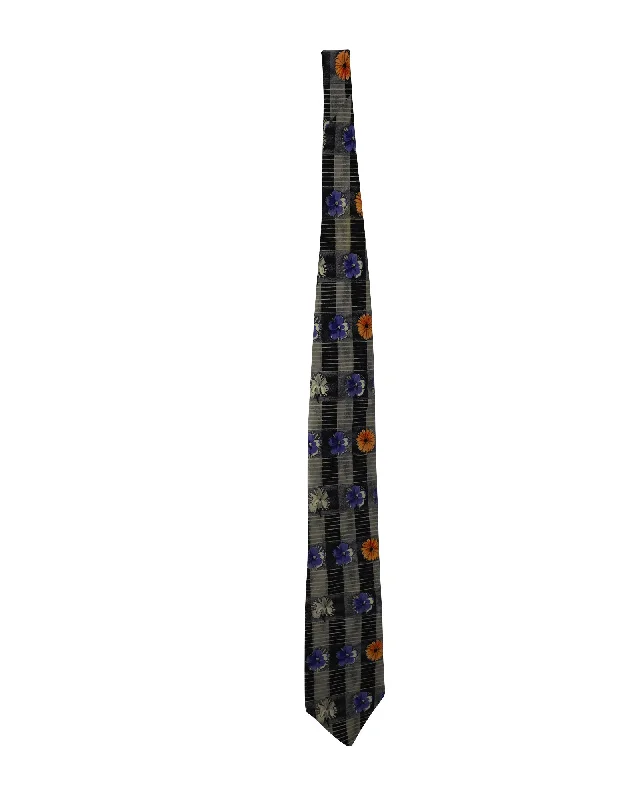 stylish necktie sets-Kenzo Floral Printed Tie in Multicolor Silk