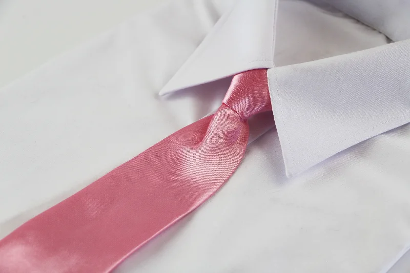 men's formal wedding neckties-Kids Boys Light Pink Elastic Plain Neck Tie