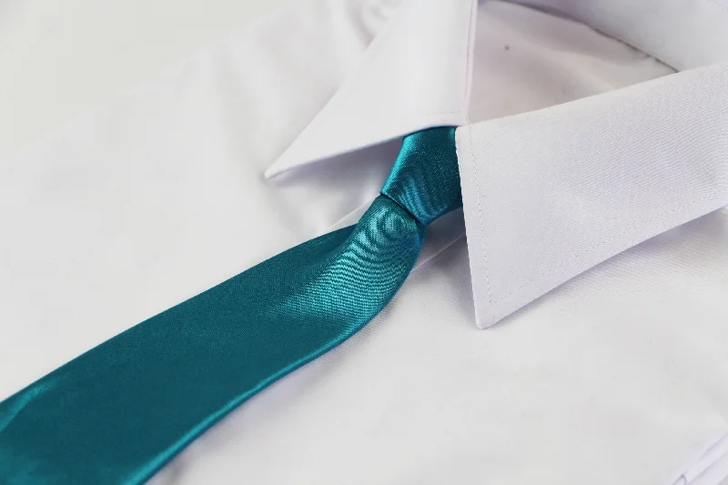 summer necktie collections-Kids Boys Turquoise Elastic Plain Neck Tie