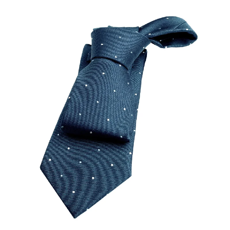 ties for corporate attire-Lake Luzerne Polka Dot Silk Tie, Turquoise / White / Light Blue