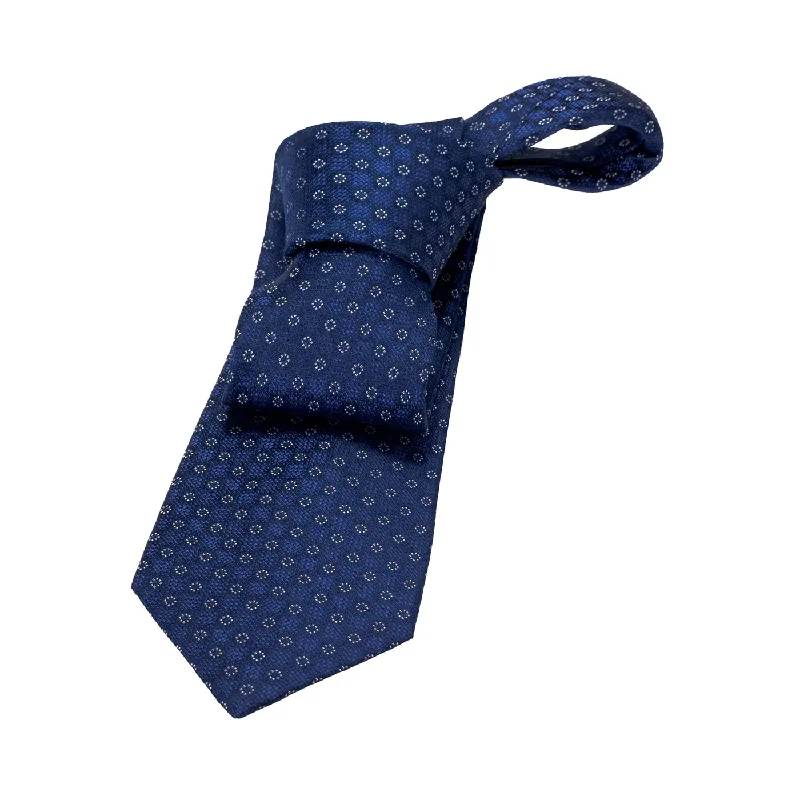 ties for office attire-Lawrence Foulard Silk Tie, Blue / Silver