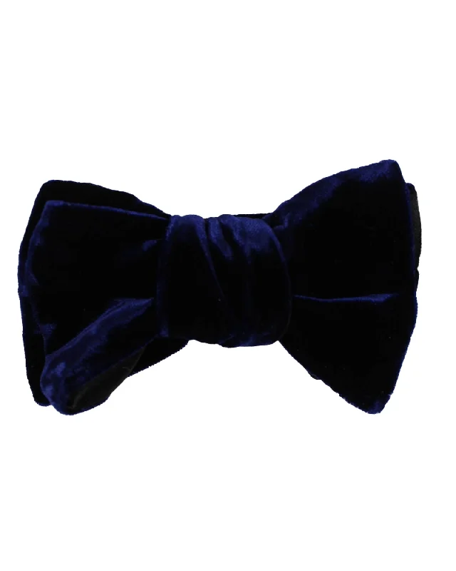 men's formal bow ties-Le Noeud Papillon Midnight Blue Velvet Bow Tie - Self Tie SALE