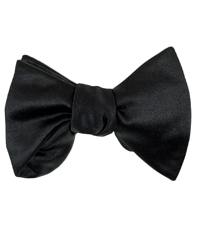 unique bow ties for men-Le Noeud Papillon Silk Black Bow Tie - Large Self Tie Butterfly