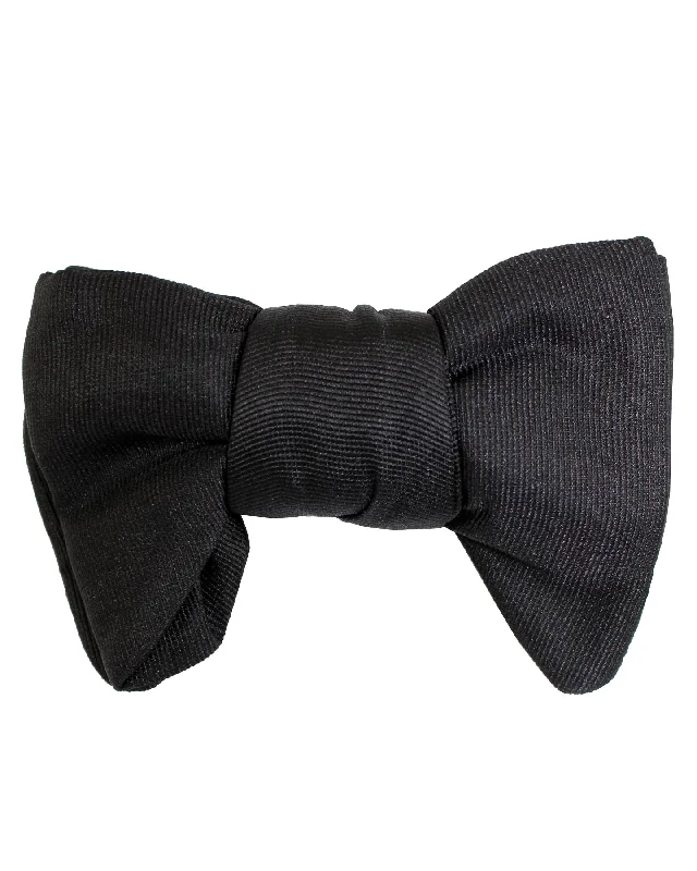 retro necktie designs-Le Noeud Papillon Silk Bow Tie Black Grosgrain