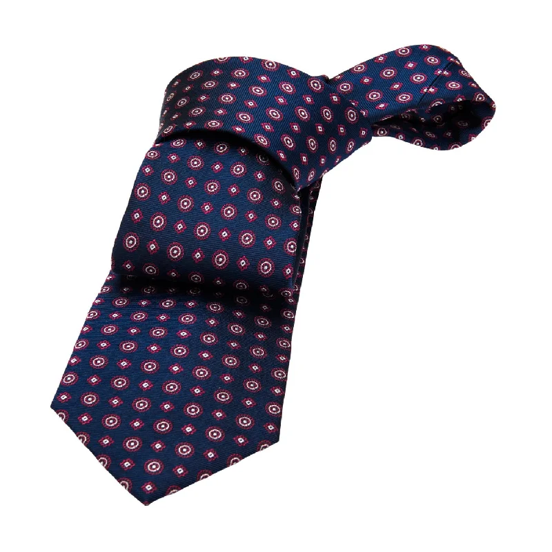 summer ties for men-Ludlow Abstract Silk Tie, Navy / Red / Silver