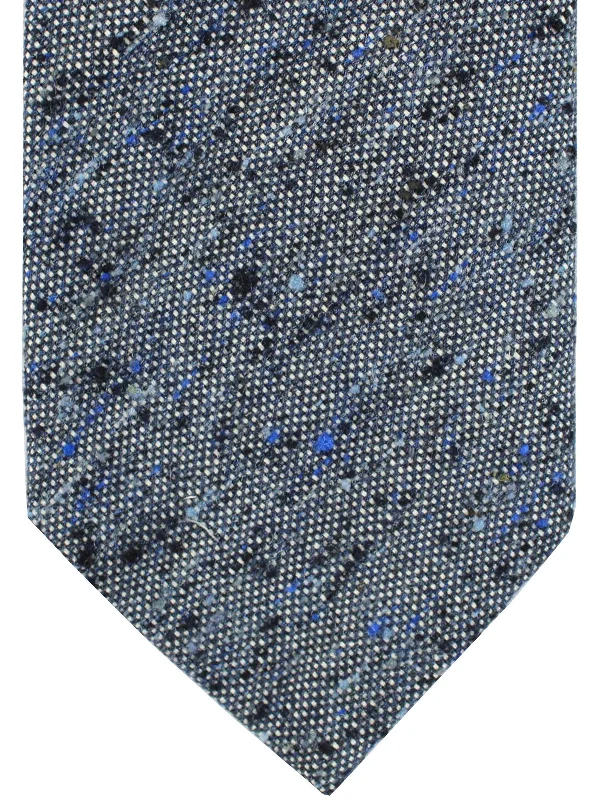 high-end men's ties-Luigi Borrelli Silk Cotton Tie Gray Royal Blue SALE