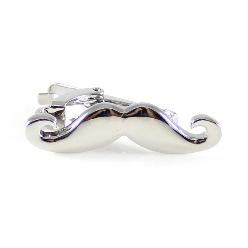 casual work ties-Madison Silver Mustache Tie Bar