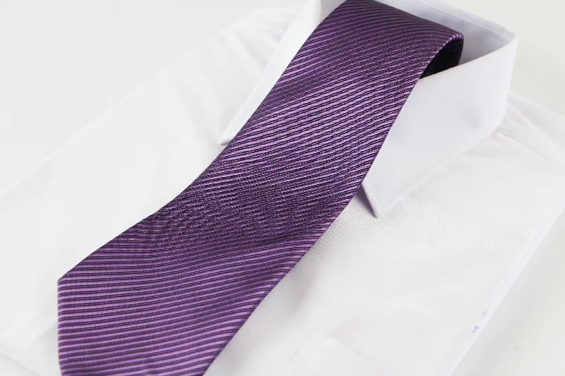 silk ties with designs-Mens Aubergine Dark Purple & Black Striped 10cm Neck Tie