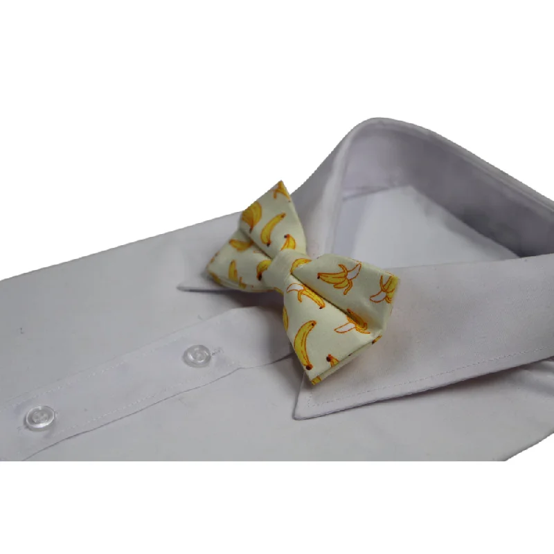 wide ties for men-Mens Banana Fruit Patterned Bow Tie