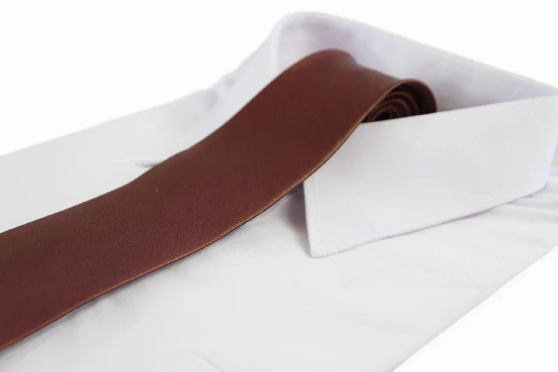 elegant silk ties-Mens Brown 8cm Plain Neck Tie