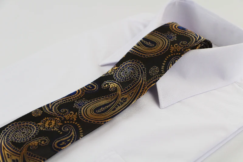 summer ties for men-Mens Copper Sheen Brown Boho Paisley Patterned 8cm Neck Tie