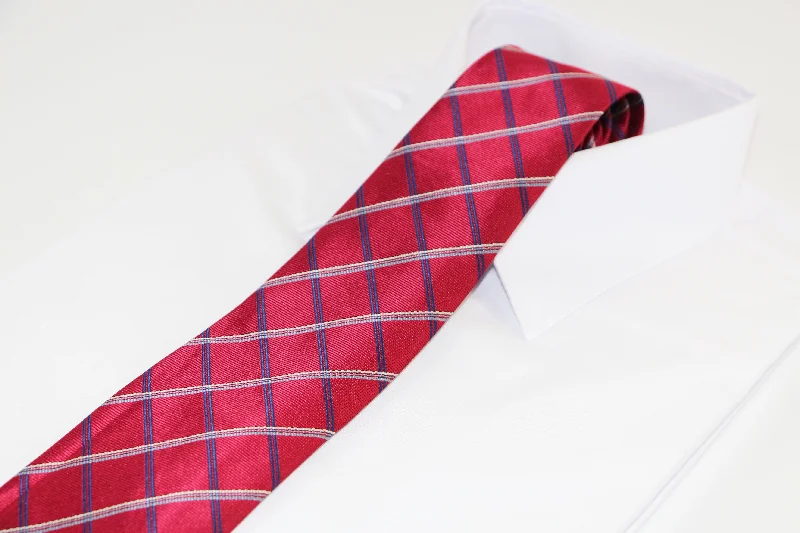 men's silk ties-Mens Dark Red And Navy Striped Patterned 8cm Neck Tie