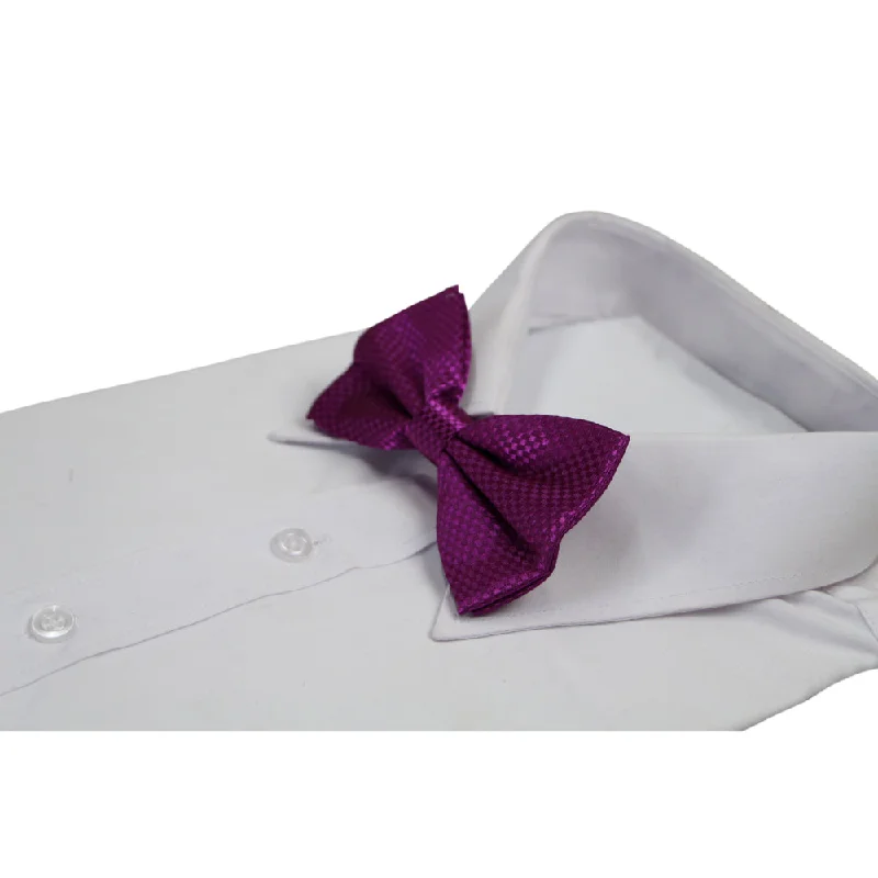 formal event neckties-Mens Magenta Disco Shine Checkered Patterned Bow Tie