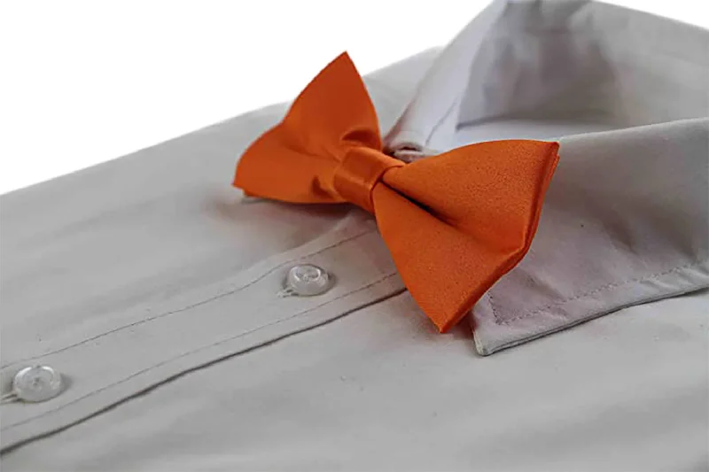 stylish work ties-Mens Matt Solid Plain Orange Colour Bow Tie