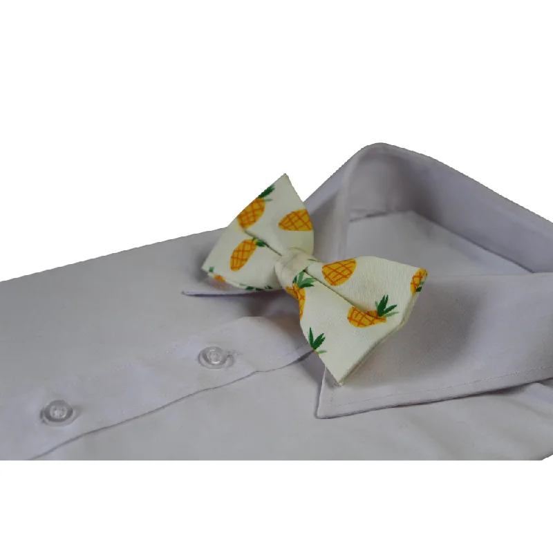 tie styles for formal occasions-Mens Pineapple Fruit Patterned Bow Tie