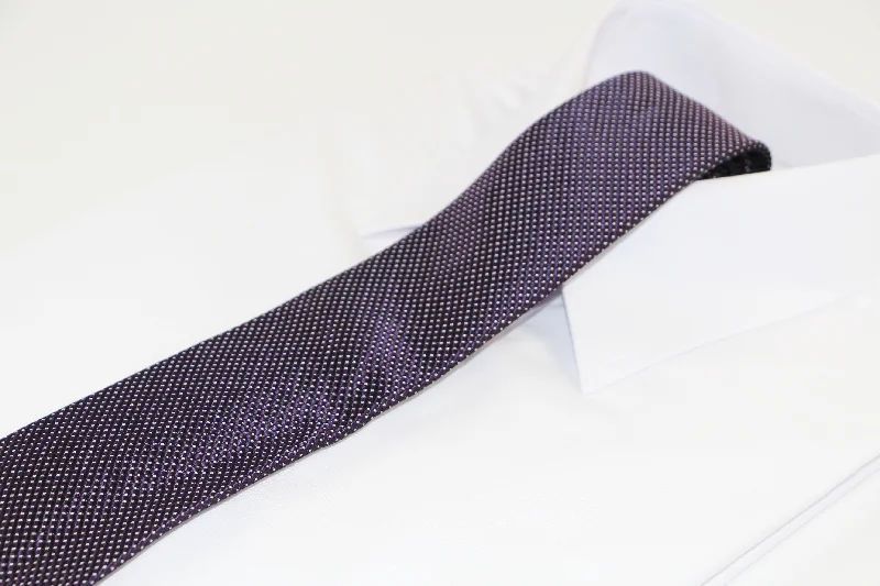 navy blue ties-Mens Purple, Black & White Elegant Patterned 8cm Neck Tie