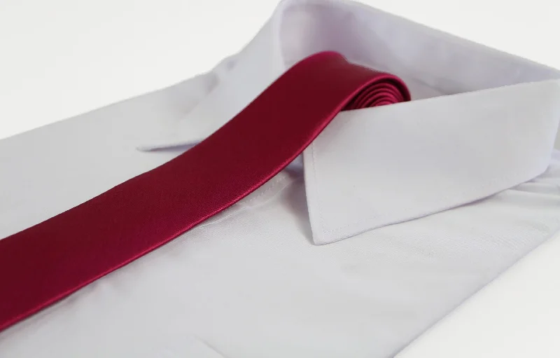 men's black ties-Mens Red Wine 5cm Skinny Plain Neck Tie