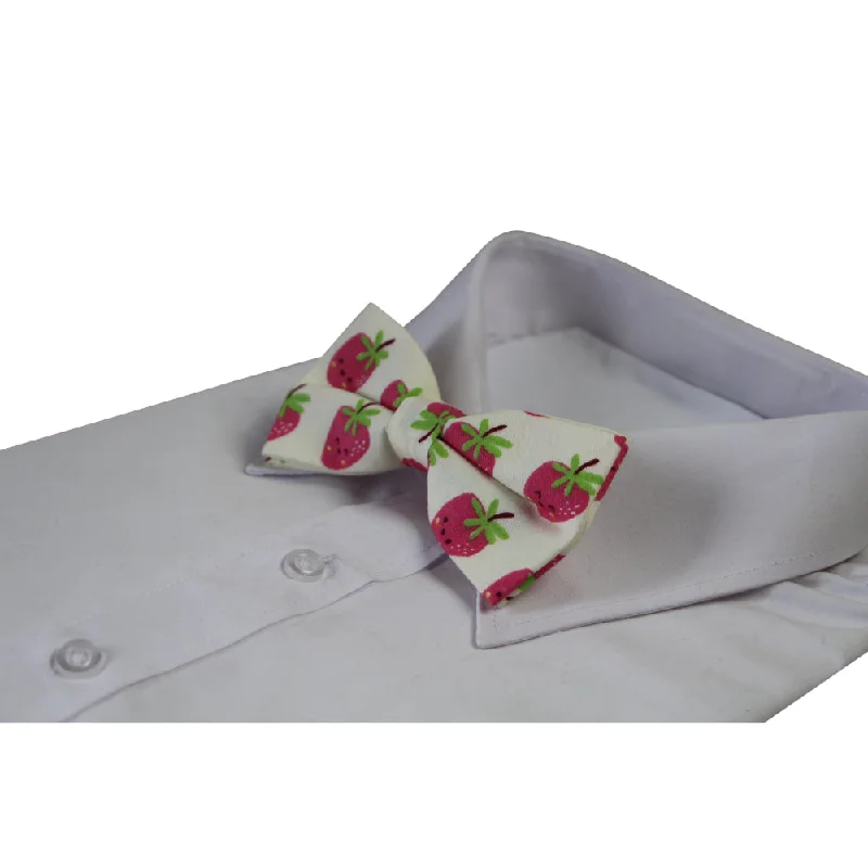 high-quality silk neckties-Mens Strawberry Fruit Patterned Bow Tie