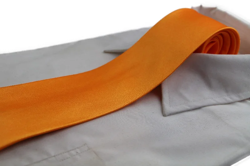 best quality designer neckties-Mens Tangerine 8cm Plain Neck Tie