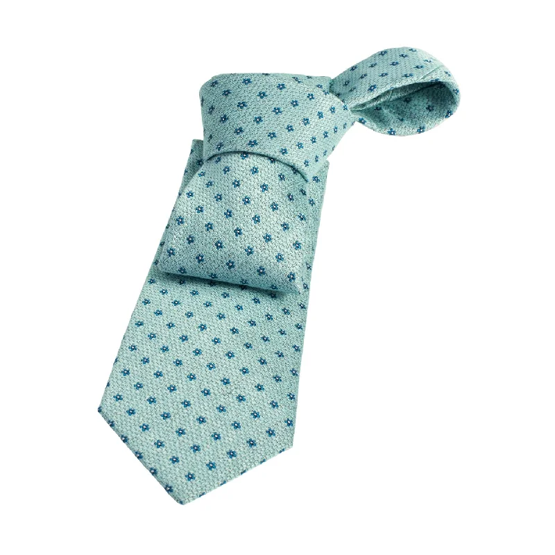 summer business ties-Meredith Foulard Silk Tie, Turquoise / Teal