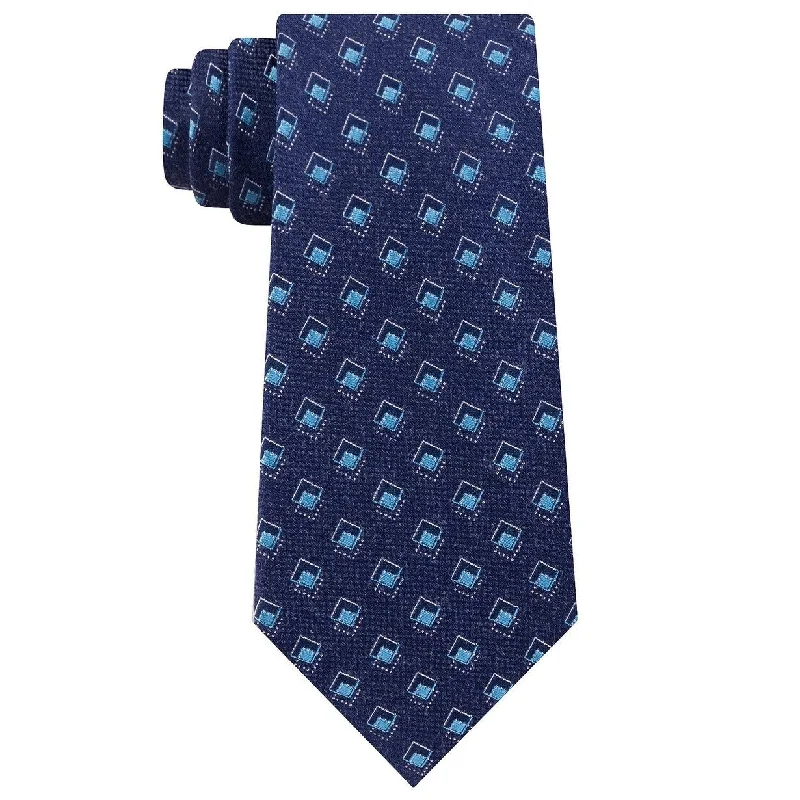 blue neckties for business-Michael Kors Men's Asymetric Squares Tie Blue Size Regular