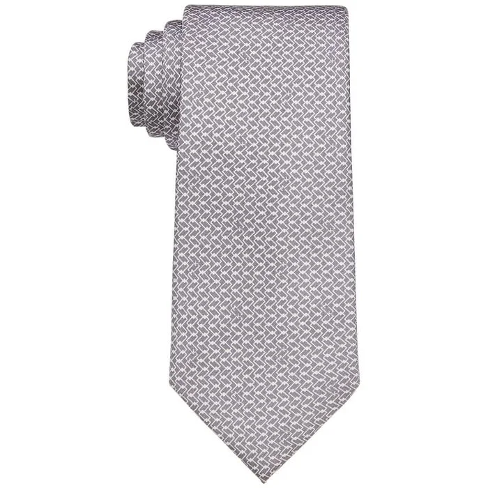 trendy tie patterns for men-Michael Kors Men's Classic Design Link Print Tie Gray Size Regular