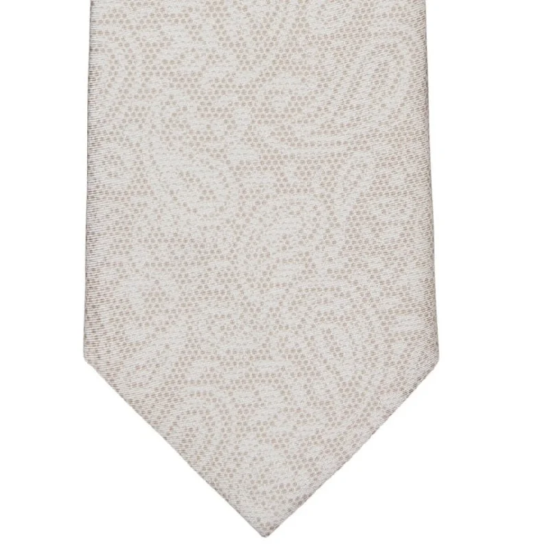 tie styles for weddings-Michael Kors Men's Classic Dotted Paisley Print Silk Tie Beige Size Regular