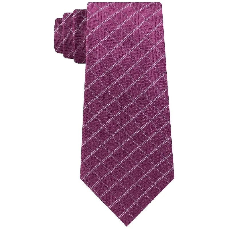 high-quality business neckties-Michael Kors Men's Classic Textured Grid Silk Tie Medium Purple Size Regular