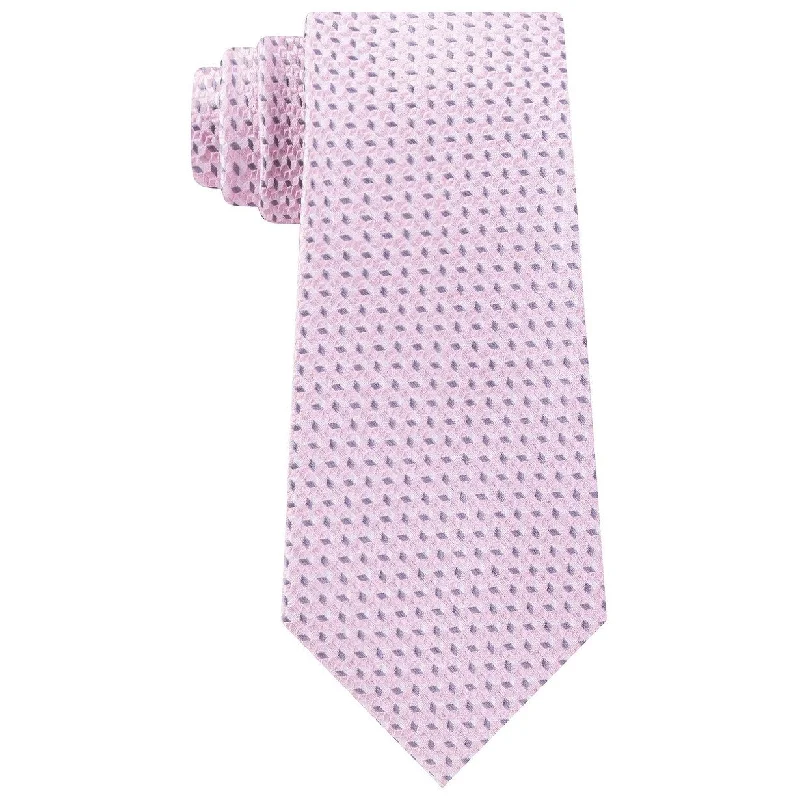 stylish patterns in men's neckties-Michael Kors Men's Pink W/ Mini Flecks Geometric Silk Neck Tie Pink Size Regular