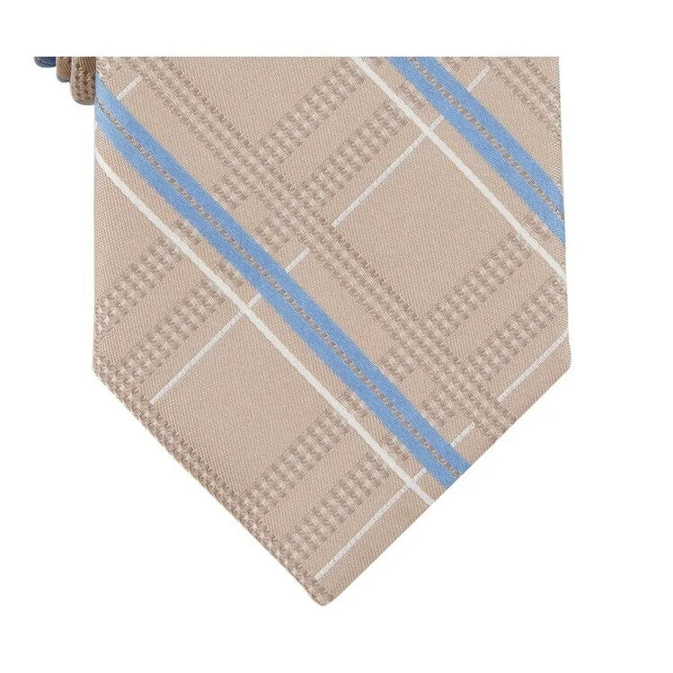 neckties for formal events-Michael Kors Men's Salerno Plaid Tie Beige Size Regular